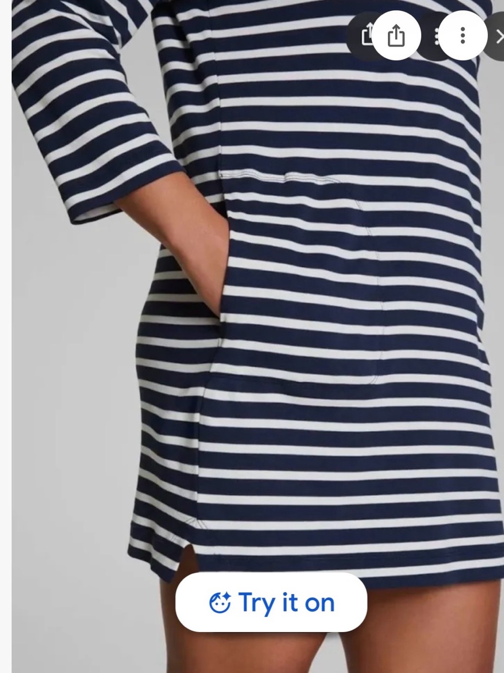 SPANX Navy and White Striped Mini Dress